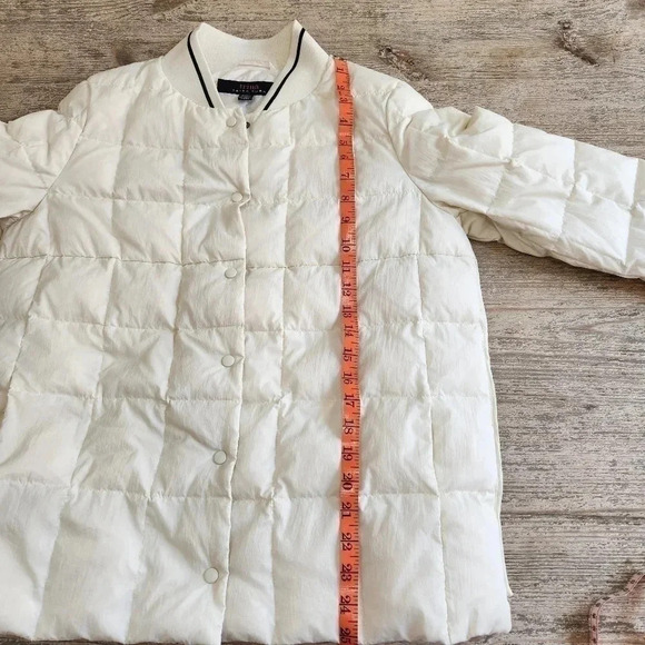 Vtg Trina Turk DUCK DOWN Puff Snap Jacket, Cream/White, Women's Small - Picture 11 of 13